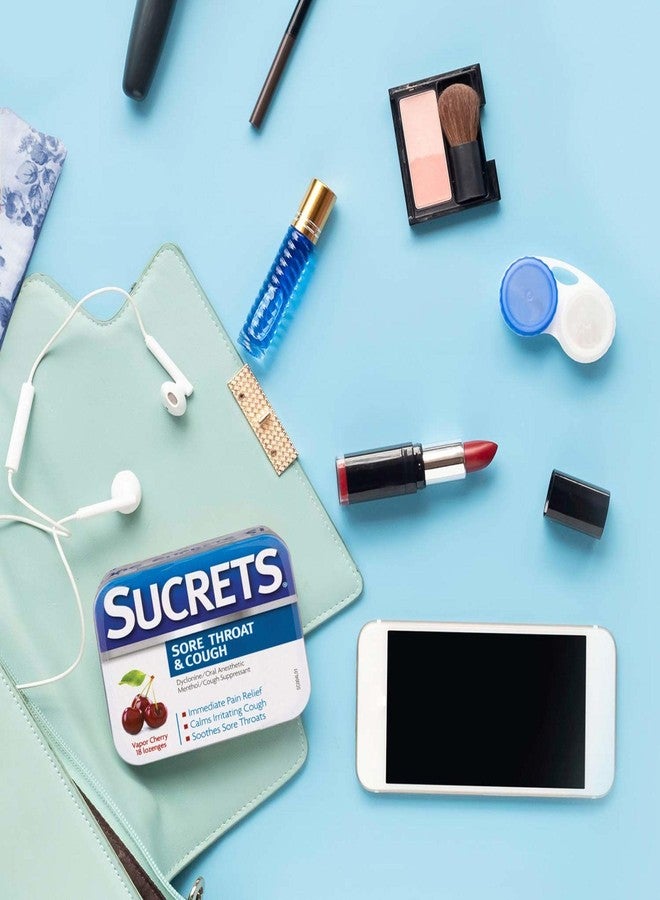 Sucrets Lozenges, Sore Throat & Cough Vapor Cherry, 18 ct (Pack of 3) - Image 5